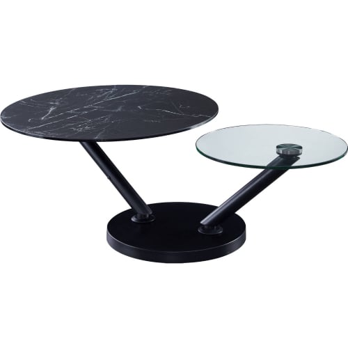 Austin Coffee Table in Black Ceramic & Glass